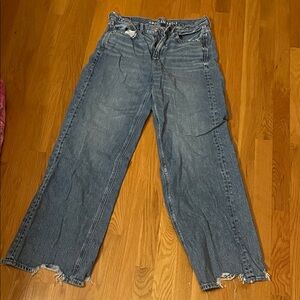 American Eagle Outfitters Distressed Straight Leg Jeans - Blue